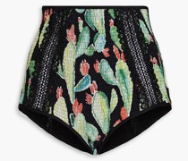 Shorts aus einer Baumwollmischung mit Print und Raffung