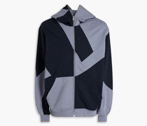 Hoodie aus Baumwollfrottee inColour-Block-Optik mit Reißverschluss
