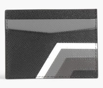 Kartenetui aus strukturiertem Leder inColour-Block-Optik