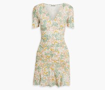 Josie Minikleid aus Baumwollgaze mit Raffungen und floralem Print