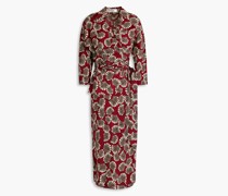 Bedrucktes Midi-Wickelkleid aus Crêpe de Chine