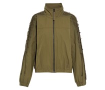 Jacke aus Twi mit Ripsbandbesatz und Schnürung