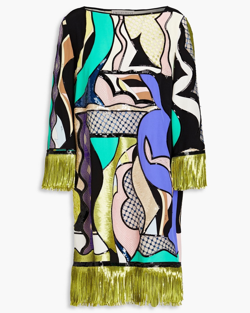 Emilio Pucci Damen Embellished tulle and crepe de chine mini dress