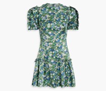 Minikleid aus Crêpe de Chine aus Seide mit floralem Print und Raffung