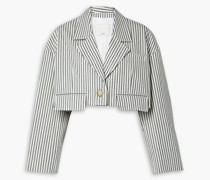Cropped Oversized-Blazer aus Denim mit Streifen