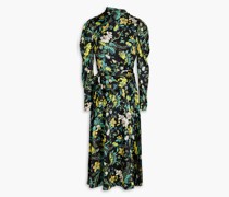 Irwin plissiertes Midikleid aus Crêpe aus Seidensatin mit Print