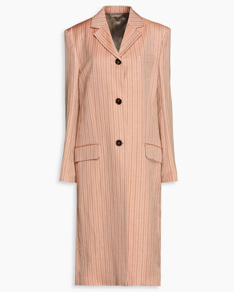 Acne Studios Damen Gestreifter Mantel aus Twill aus einer Leinenmischung