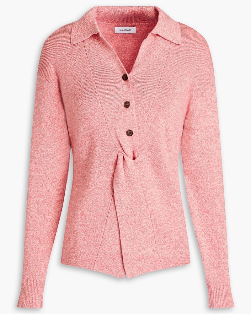 NAADAM Damen Pullover aus einer melierten Merinowoll-Seidenmischung mit Twist-Detail