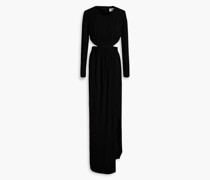 Gathered cutout jersey gown
