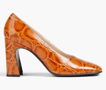 Pumps aus Leder mit Krokodileffekt