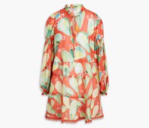 Tabatha gestuftes Minikleid aus Voile aus einer Baumwollmischung mit Print