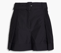 Shorts aus Popeline aus einer Baumwollmischung mit Gürtel und Falten