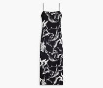 Slip Dress aus Seidensatin inMidilänge mit Print