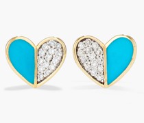 Ohrringe aus 14 KT. Gold mit Diamanten und Emaille