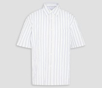 Gestreiftes Hemd aus Popeline aus einer Baumwollmischung inKnitteroptik 0