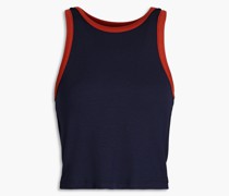 Kiki zweifarbiges Cropped Tanktop aus geripptem Stretch-Moda