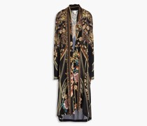 Bedruckter Kimono aus Crêpe de Chine aus Seide und Jersey mit Verzierung S/M