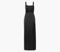 Drapiertes Maxikleid aus Seidensatin mit Cut-outs