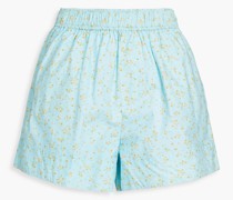 Shorts aus Baumwollpopeline mit floralem Print