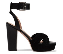 Leather and suede platform sandals