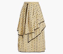 Lauraine Midirock aus einer Baumwollmischung mit Lochstickerei und Gingham-Karo