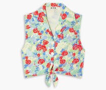 Antigua Cropped Oberteil aus Canvas mit floralem Print