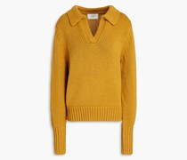 Pullover aus einer gerippten Baumwoll-Wollmischung mit Polokragen 1