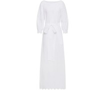 Maxikleid aus Baumwolle mit Lochstickerei und Gürtel 0