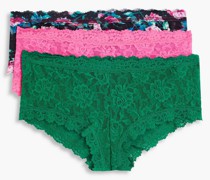 Set aus drei Slips aus elastischer Spitze mit niedriger Taille