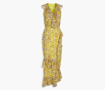 Anita Midikleid aus Seiden-Georgette mit floralem Print und Rüschen