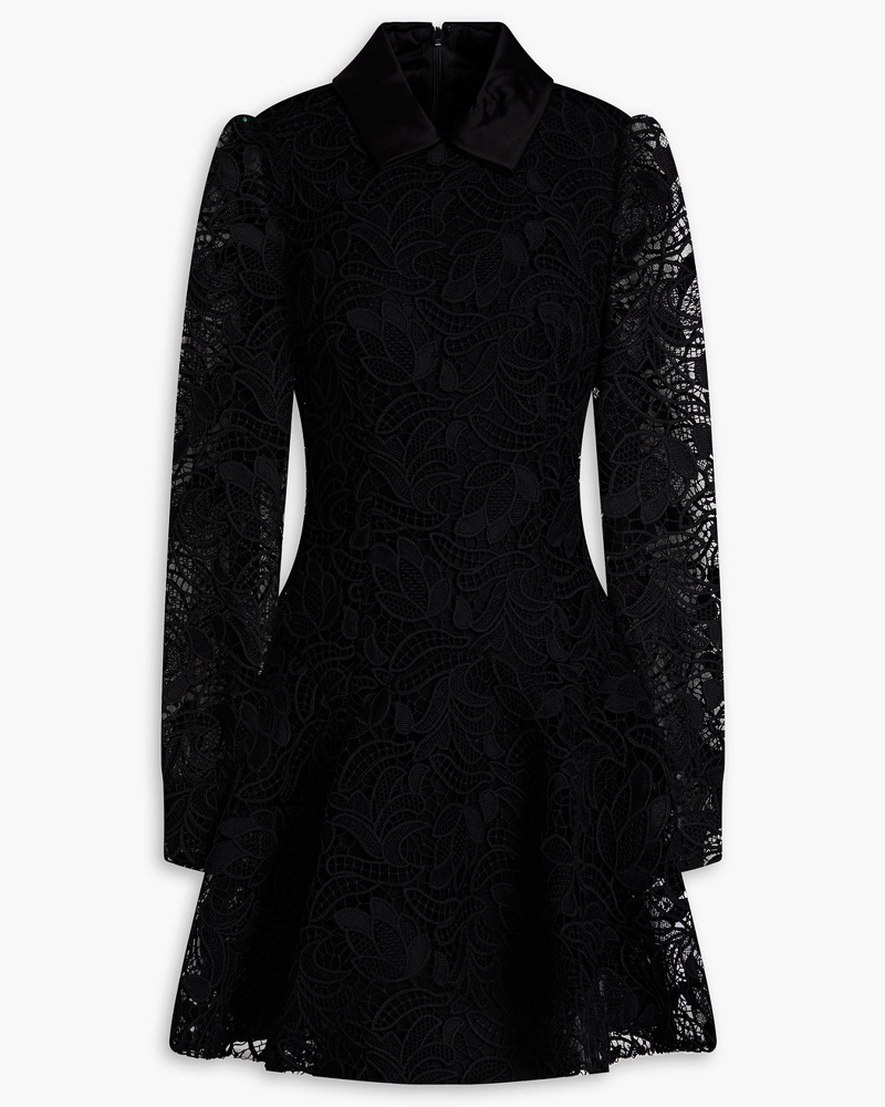 Monique Lhuillier Damen Gerafftes Minikleid aus Guipure-Spitze