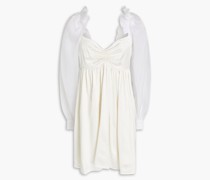 The Charlotte gerafftes Minikleid aus glänzendem Crêpe mit Organzaeinsätzen