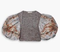 Iva Cropped Oberteil aus bedrucktem Taft und Rippstrick