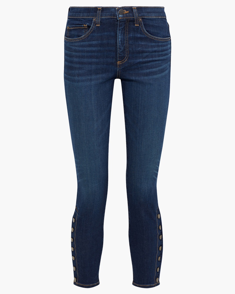 Veronica Beard Damen Debbie hoch sitzende Skinny Jeans mit Druckknöpfen