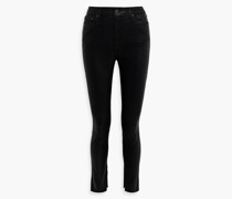Hoch sitzende Skinny Jeans mit Beschichtung