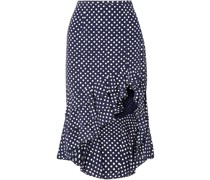 Asymmetric ruffled polka-dot silk-crepe skirt