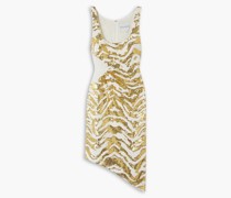 Asymmetrisches Kleid aus Tüll mit Tigerprint und Pailletten