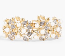 Goldfarbenes Armband mit Kunstperlen und Kristallen