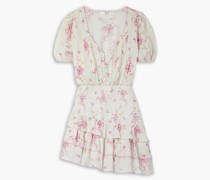 Keelin Minikleid aus Baumwolle mit floralem Print, Häkelbesatz und eingewebten Punkten M