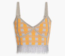 Cypress Cropped Oberteil aus Jacquard-Strick mit Karomuster M