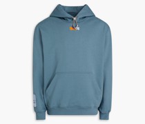Bedruckter Hoodie aus Baumwollfrottee mit Verzierung und Tunnelzug