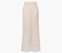 Riverside gestreifte Hose mit weitem Bein aus plissiertem Satin