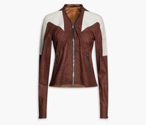 Zweifarbige Jacke aus gebürstetem Leder