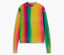 Gestreifter Pullover aus Wolle it Zopfstrickuster