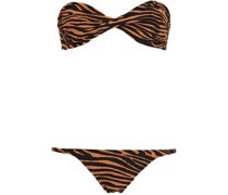 Bandeau-Bikini mit Zebraprint und Twist-Detail an der Vorderseite