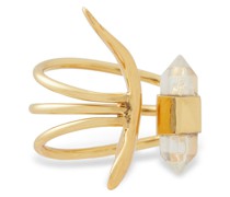 24 KT. vergoldeter Ear Cuff mit Quarz