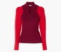 Zweifarbiger Rollkragenpullover aus einer Stretch-Seidenmischung