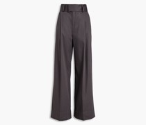 Plissierte Hose mit weitem Bein aus Baumwoll-Twill