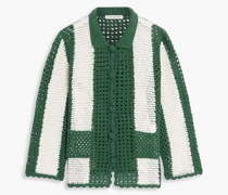Bowling zweifarbige Jacke aus gehäkelter Baumwolle