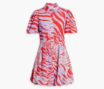 Gerafftes Hemdkleid inMinilänge aus Crêpe de Chine mit Print